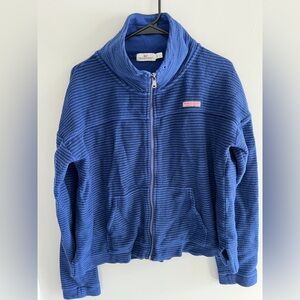 Vineyard Vines Terry Cloth Funnel Neck Full Zip Sweatshirt Blue Women’s Large